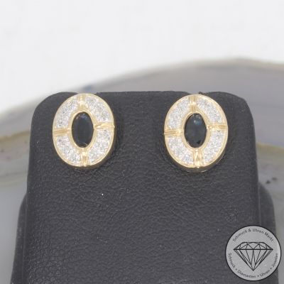 Wert 950 € Diamant Saphir Ohrstecker in 585er 14 K Gelbgold - 101585 