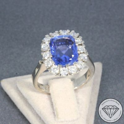 Wert 7490 € Brillant Saphir Ring in 585er 14 K Weißgold - 101611