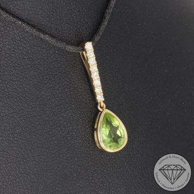 Sale! Wert 1690 € Brillant Peridot Anhänger in 750er 18 K Gelbgold - 101769