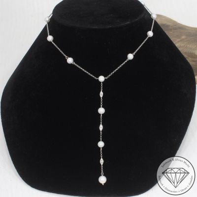 Wert 1750 € Brillant Perl Collier in 750er 18 K Weißgold - 101783