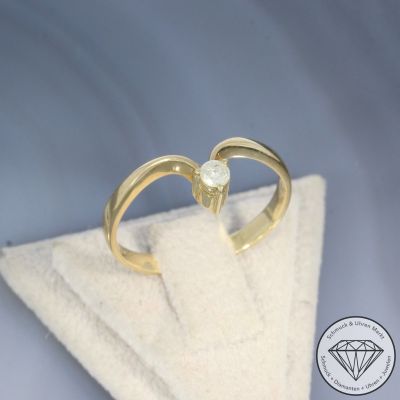 Wert 890 € Solitär Brillant Ring (ca. 0,10 carat) in 585er 14 K Gelbgold - 101808
