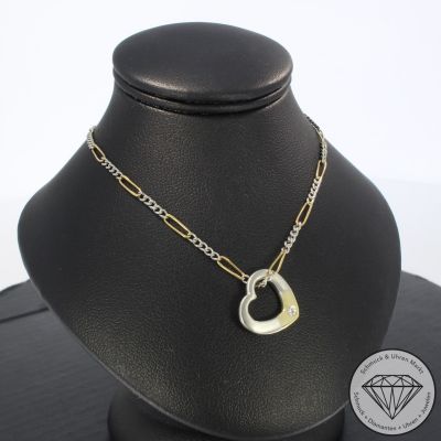 Wert 1590 € Solitär Diamant Anhänger mit Kette (ca. 0,02 carat) in 750er 18 K Gelbgold & und 950er Platin - 101820
