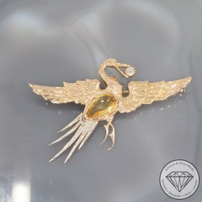 Wert 6200 € Bicolor Diamant Citrin Brosche in 750er 18 K Gold - 101900
