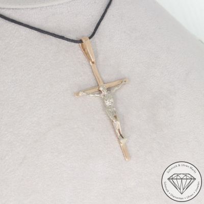 Wert 1290 € Bicolor Anhänger Kreuz in 585er 14 K Gold - 101967