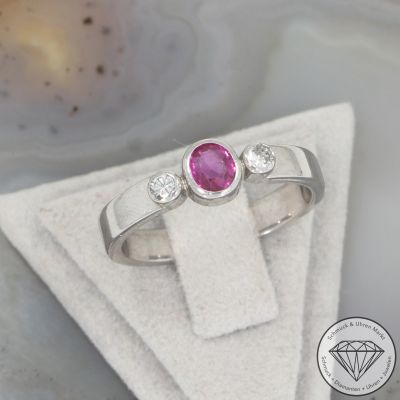 Wert 1850 € Brillant Rubin Ring in 750er 18 K Weißgold - 102030