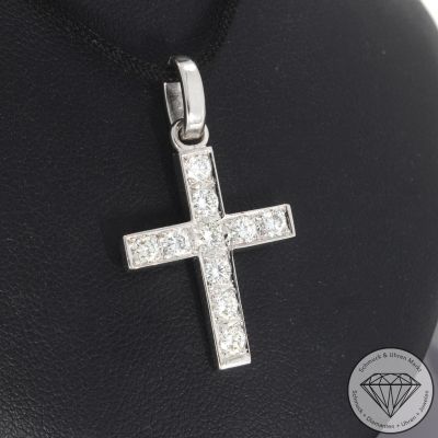 Wert 6690 € Brillant Anhänger Kreuz (ca. 1,30 carat) in 750er 18 K Weißgold - 102037