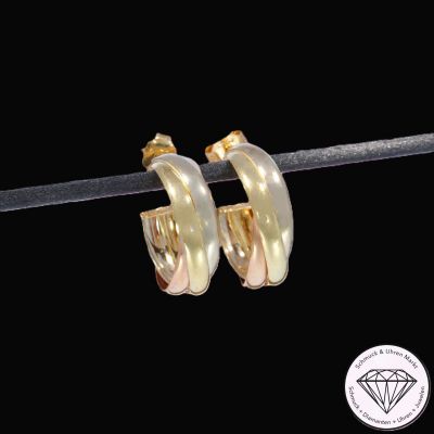 Wert 690 € Tricolor Creolen in 585er 14 K Gold - 102065
