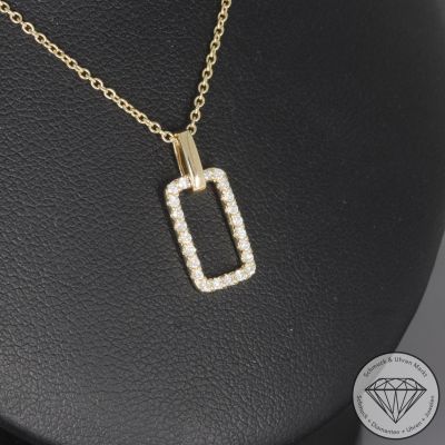 Wert 1490 € Brillant Anhänger & Kette (0,16 carat) in 585er 14 K Gelbgold - H1867