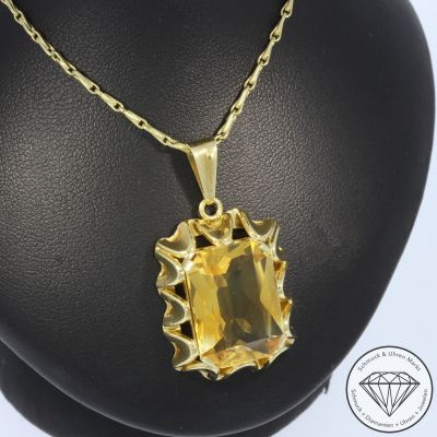 Wert 1990 € Citrin Anhänger mit Kette (ca. 25,00 carat) in 585er 14 K Gelbgold - 102276
