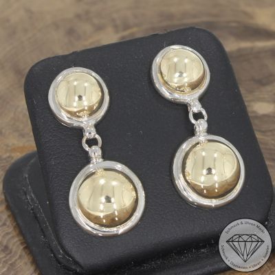 Wert 990 € Bicolor Ohrringe in 585er 14 K Weißgold & Gelbgold - 102281