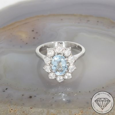Wert 3250 € Brillant Aquamarin Ring in 750er 18 K Weißgold - 102302