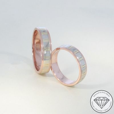Wert 2300 € Tricolor Trauringe in 585er 14 K Gold - 102326