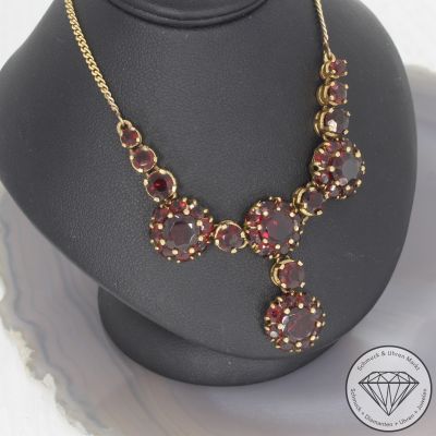 Wert 1200 € Granat Collier in 333er 8 K Gelbgold - 102847