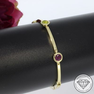 Wert 3290 € Farbedelstein Armband in 585er 14 K Gelbgold - 102915
