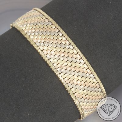 Wert 8990 € Tricolor Teppich Armband (45,8 Gramm) in 585er 14 K Gold - 102989