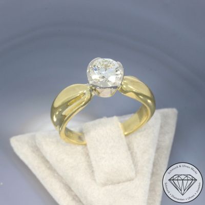Wert 9800 € Bicolor Solitär Brillant Ring (ca. 0,91 carat) in 750er 18 K Gold - 102990