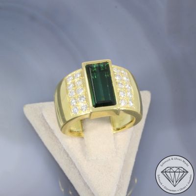 Wert 9500 € Brillant Turmalin Ring in 750er 18 K Gelbgold - 102993