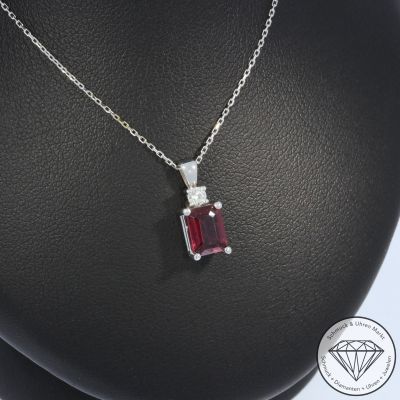 Wert 1250 € Brillant Turmalin Anhänger & Kette in 585er 14 K Weißgold - H1919