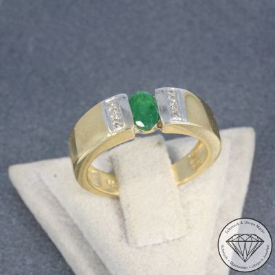Wert 1350 € Diamant Smaragd Ring in 585er 14 K Gelbgold - 103036