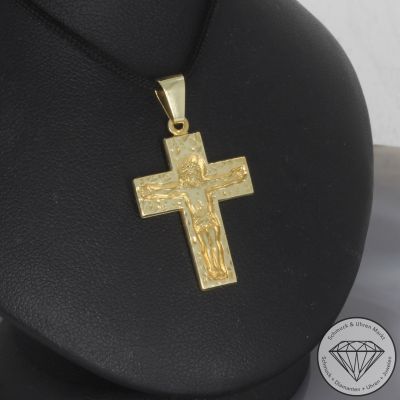 Wert 1290 € Kreuz Anhänger in 585er 14 K Gelbgold - 103160