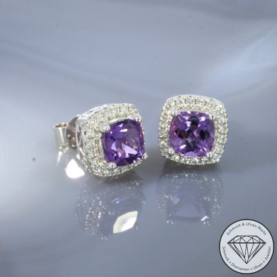 Wert 3550 € Brillant Amethyst Ohrstecker in 750er 18 K Weißgold - 103266