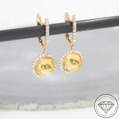 Wert 2290 € Brillant Citrin Ohrringe in 585er 14 K Gelbgold - 103300 