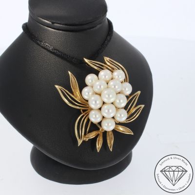 Wert 3290 € Perl Brosche in 585er 14 K Roségold - 103337