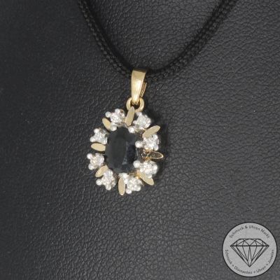 Wert 990 € Bicolor Brillant Saphir Anhänger in 585er 14 K Gold - 103966