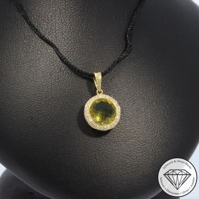 Wert 1040 € Brillant Lemonquarz Anhänger in 750er 18 K Gelbgold - H59
