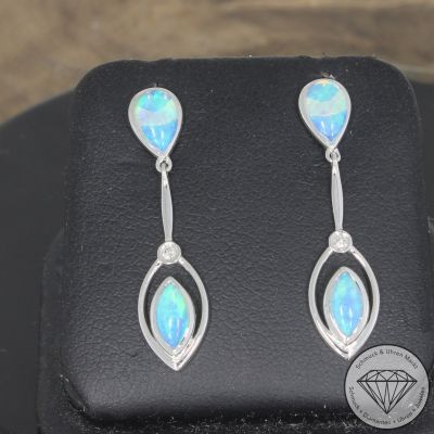 Wert 1790 € Brillant Opal Ohrringe in 750er 18 K Weißgold - 103569