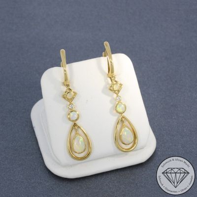 Wert 2490 € Brillant Opal Ohrringe in 750er 18 K Gelbgold - 103571
