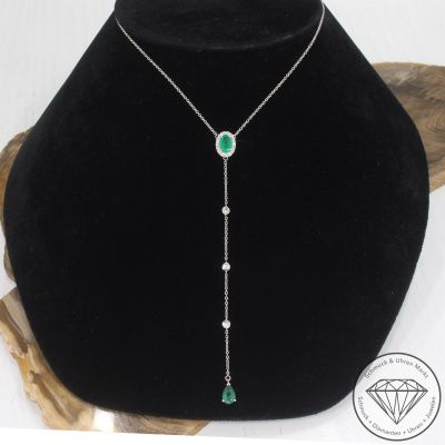 Wert 2290 € Brillant Smaragd Collier in 750er 18 K Weißgold - 103612