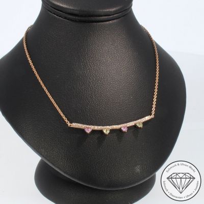 Wert 1690 € Brillant Saphir Collier in 585er 14 K Rosegold - 103744