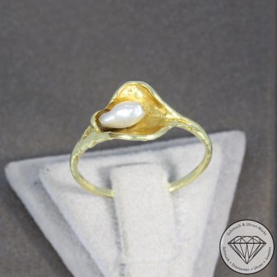 Wert 490 € Perl Ring in 585er 14 K Gelbgold - 103826