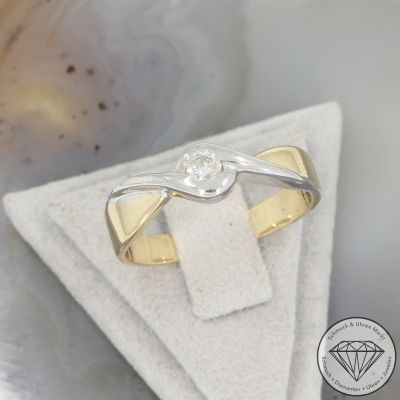 Wert 1150 € Bicolor Solitär Brillant Ring in 585er 14 K Gold - 103829