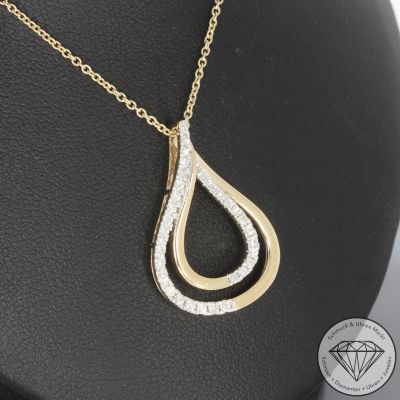 Wert 3250 € Brillant Diamant Anhänger mit Kette in 585er 14 K Gelbgold - 103867