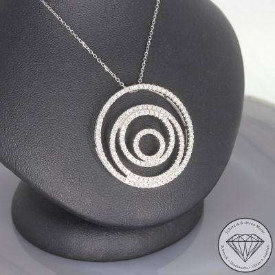 Wert 5790 € Diamant Anhänger mit Kette in 585er 14 K Weißgold & 950er Platin - 103875
