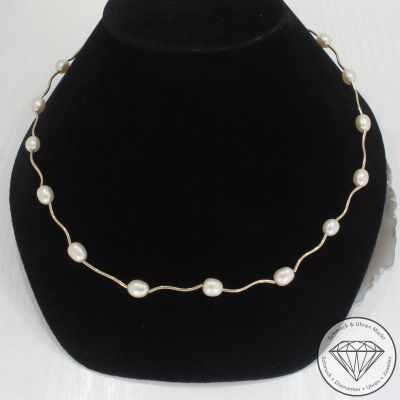 Wert 1890 € Perlen Collier 585er/14 Karat Gelb Gold Länge 49,0 cm – 103940