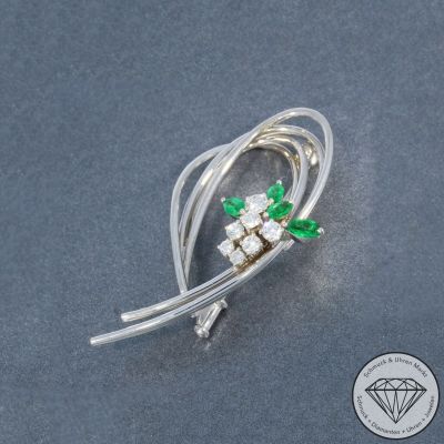 Wert 3750 € Brillant Smaragd Brosche in 750er 18 K Weißgold - 103951