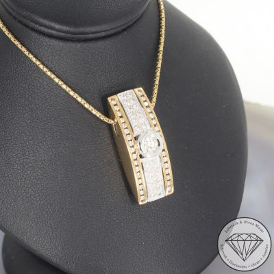 Wert 5890 € Moncara Brillant Anhänger & Kette in 585er 14 K Gelbgold - 104096 