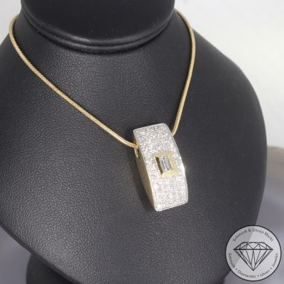Wert 5800 € Brillant Diamant Anhänger mit Kette in 750er 18 K Gelbgold - 104097
