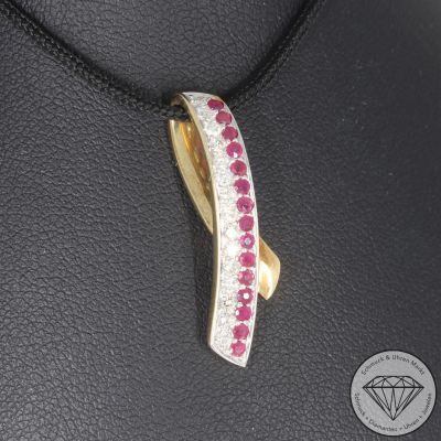 Wert 1050 € Brillant Rubin Anhänger in 585er 14 K Gelbgold - 104101