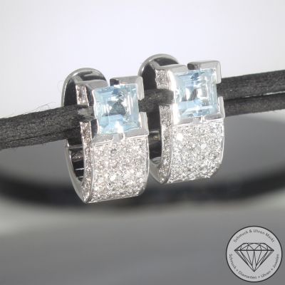 Wert 3900 € FABIANI Brillant Aquamarin Ohrringe in 750er 18 K Weißgold - 104159