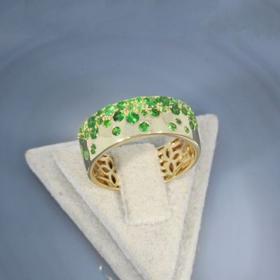 Wert 3190 € Tsavorit Ring (1,14 carat) in 585er 14 K Gelbgold - H1893
