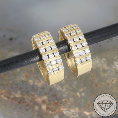 Wert 4290 € Brillant Ohrringe Creolen 750er/18 Karat Gelb Gold Länge 1,8 cm – 104666