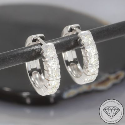 Wert 3190 € Brillant Ohrringe Creolen 585er/14 Karat Weiß Gold Durchmesser 1,7 cm – 104686