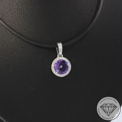 Wert 720 € Brillant Amethyst Anhänger in 585er 14 K Weißgold - H1931