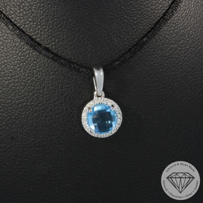Wert 720 € Brillant Topas Anhänger in 585er 14 K Weißgold - H1944