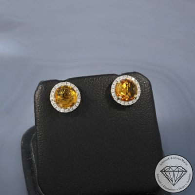 Wert 1390 € Brillant Citrin Ohrstecker in 585er 14 K Gelbgold - H1943