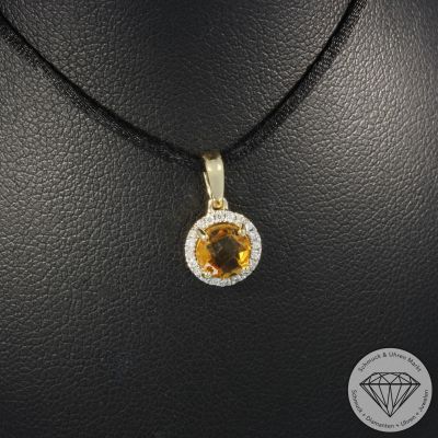 Wert 720 € Brillant Citrin Anhänger in 585er 14 K Gelbgold - H1945